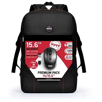 E-shop PORT DESIGNS Premium-Rucksack 14" / 15,6" Rucksack + kabellose Maus