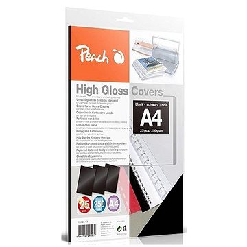 E-shop Peach PB100-17 A4 Bindecover-Rückseite, schwarz - Packung mit 25 Stück