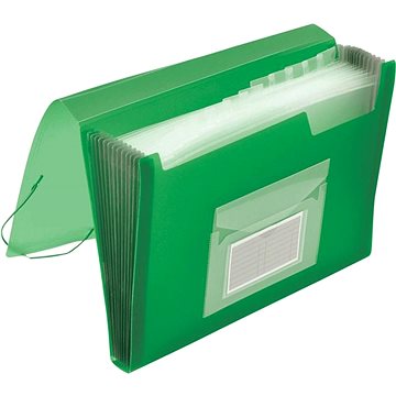 E-shop Q-CONNECT A4 mit Fächern und Gummiband, transparent grün