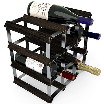 RTA stojan na 12 lahví vína, černý jasan - pozinkovaná ocel / rozložený
