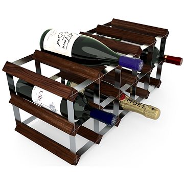 RTA Stojan na víno na 15 lahví, tmavá borovice - pozinkovaná ocel / rozložený