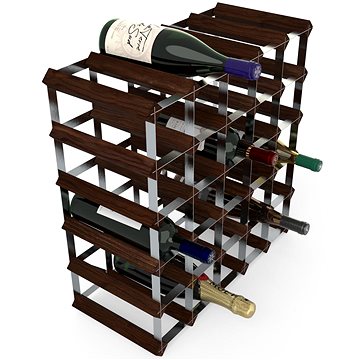 RTA Stojan na víno na 30 lahví, tmavá borovice - pozinkovaná ocel / rozložený
