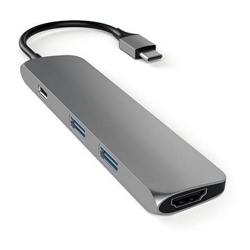 E-shop Satechi Aluminium SLIM Typ-C MultiPort Adapter (HDMI 4K, PassThroughCharging, 2 x USB 3.0) - Space Grey