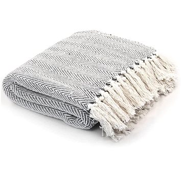Bavlněná deka se vzorem rybí kosti 125 × 150 cm šedá