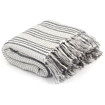 Bavlněná deka s pruhy 125 × 150 cm šedo-bílá