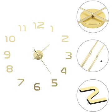 3D Nástěnné hodiny s moderním designem 100 cm XXL zlaté
