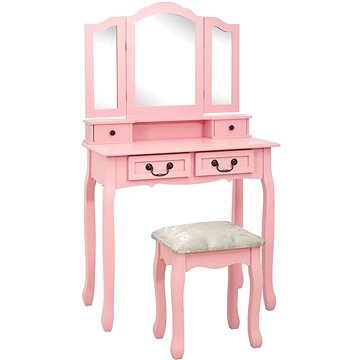 Toaletní stolek se stoličkou růžový 80 × 69 × 141 cm pavlovnia