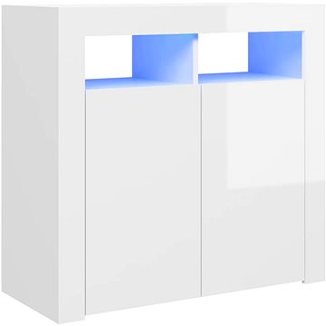 Příborník s LED osvětlením bílý s vysokým leskem 80×35×75 cm