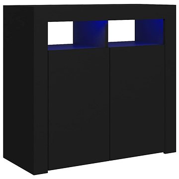 Příborník s LED osvětlením černý 80 × 35 × 75 cm