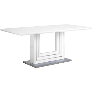 Bílý jídelní stůl 180x90 cm se základnou s nerezové oceli KALONA, 127808