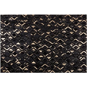 Černo-zlatý kožený koberec 160x230 cm DEVELI, 74962
