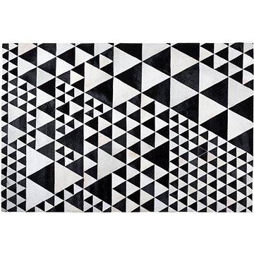 Černo-bílý kožený koberec 140x200 cm ODEMIS, 77928