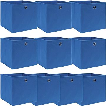 Úložné boxy 10 ks modré 32 x 32 x 32 cm textil