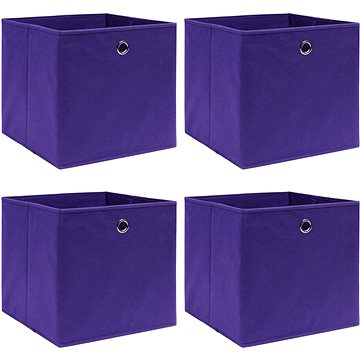 Úložné boxy 4 ks fialové 32 x 32 x 32 cm textil