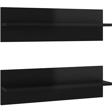 Shumee Nástěnné 2 ks černé vysoký lesk 60×11,5×18cm dřevotříska, 807329