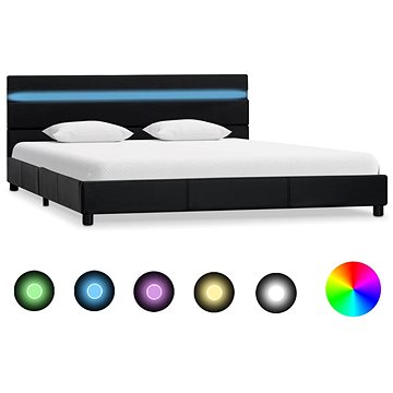 Rám postele s LED světlem černý umělá kůže 160x200 cm