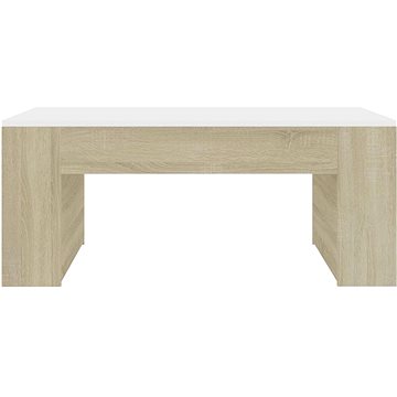 Konferenční stolek bílý a dub sonoma 100x60x42 cm dřevotříska