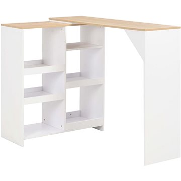 Barový stůl s pohyblivým regálem bílý 138x40x120 cm 280225