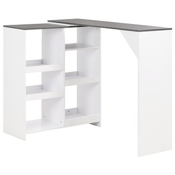 Barový stůl s pohyblivým regálem bílý 138x40x120 cm 280226