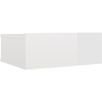 Nástěnný noční stolek bílý vysoký lesk 40x30x15 cm dřevotříska