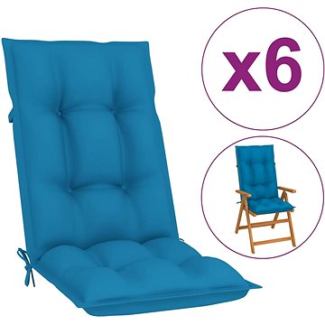 Podušky na zahradní židle 6 ks modré 120 x 50 x 7 cm