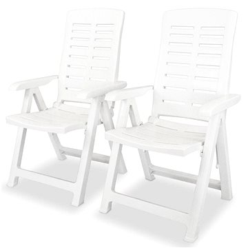 Polohovatelné zahradní židle 2 ks plastové bílé 43895