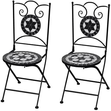 Skládací bistro židle 2 ks keramické černé a bílé 41533