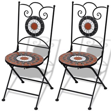 Skládací bistro židle 2 ks keramické terakotové a bílé 41535