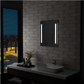 Koupelnové nástěnné zrcadlo s LED světlem a policí 50 x 70 cm