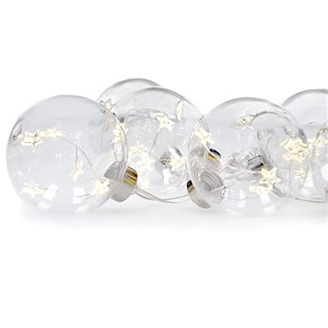 E-shop Set LED-Weihnachtskugeln mit Sternen, Größe 8 cm, 6 Stück, 30 LED, Timer, Tester, 3xAA