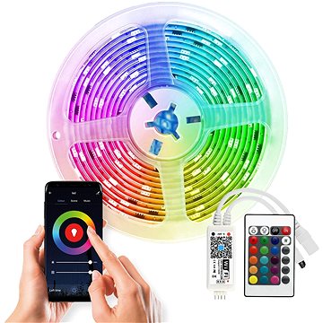 E-shop Solight Wifi Smart LED-Lichtleiste, RGB, 5m, Set inklusive Adapter und Fernbedienung