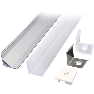 E-shop Solight Aluminiumprofil für LED-Streifen - Ecke - 16 mm x 16 mm - Milchglas-Diffusor - 1 m