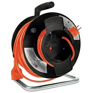 E-shop Solight Trommelverlängerungskabel, 1 Steckdose, 50m, orangefarbenes Kabel, 3x 1,5mm2