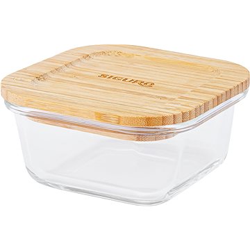 Siguro Dóza na potraviny Glass Seal Bamboo 0,3 l, 6 x 11,5 x 11,5 cm