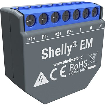 Shelly EM, měření spotřeby až 2x 120 A, 1 výstup