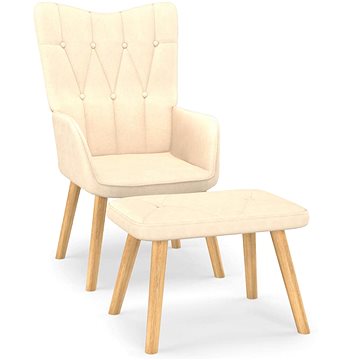 Relaxační křeslo se stoličkou krémové textil, 327536