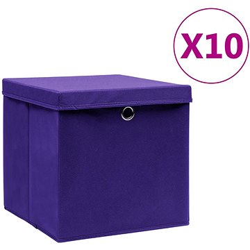 Shumee Úložné boxy s víky 10 ks 28 × 28 × 28 cm fialové