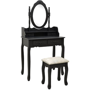 Shumee Toaletní stolek se stoličkou černý 75 × 69 × 140 cm pavlovnia