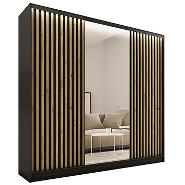 Nejlevnější nábytek Insular 3D 200 se zrcadlem - černý mat / dub artisan