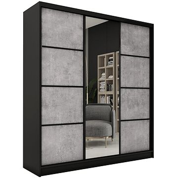 Nejlevnější nábytek Harazia 180 se zrcadlem - černý mat / beton