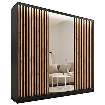 Nejlevnější nábytek Insular 3D 200 se zrcadlem - černý mat / dub wotan