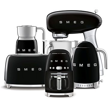 E-shop SMEG 50's Retro Style 4,8 l Küchenmaschine schwarz, mit Edelstahlsockel + Kaffeemaschine + Schnellkochtopf