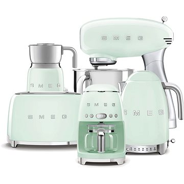 E-shop SMEG 50's Retro Style 4,8 l pastellgrüne Küchenmaschine mit Edelstahlsockel + Sieb +