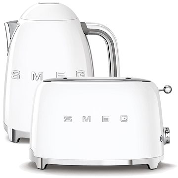 E-shop Wasserkocher SMEG 50's Retro Style 1,7l weiß + Toaster SMEG 50's Retro Style 2x2 weiß 950W