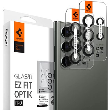 E-shop Spigen Glass EZ Fit Optik Pro 2 Pack Black Samsung Galaxy S23 Ultra