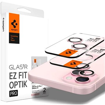 E-shop Spigen Glass tR EZ Fit Optik Pro 2 Pack Pink iPhone 15/15 Plus/14/14 Plus
