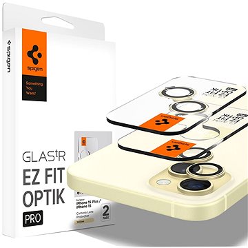 E-shop Spigen Glass tR EZ Fit Optik Pro 2 Pack Yellow iPhone 15/15 Plus/14/14 Plus