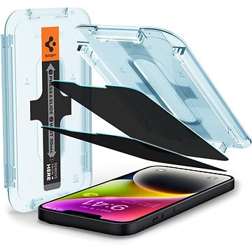 E-shop Spigen Glass tR EZ Fit Transparency Sensor Open Privacy 2 Pack iPhone 14/13 Pro/13