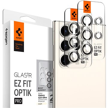 E-shop Spigen Glass EZ Fit Optik Pro 2er Pack Creme für Samsung Galaxy S23 Ultra