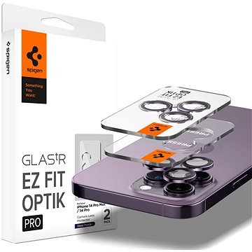 E-shop Spigen Glass EZ Fit Optik Pro 2 Pack Deep Purple iPhone 14 Pro/iPhone 14 Pro Max